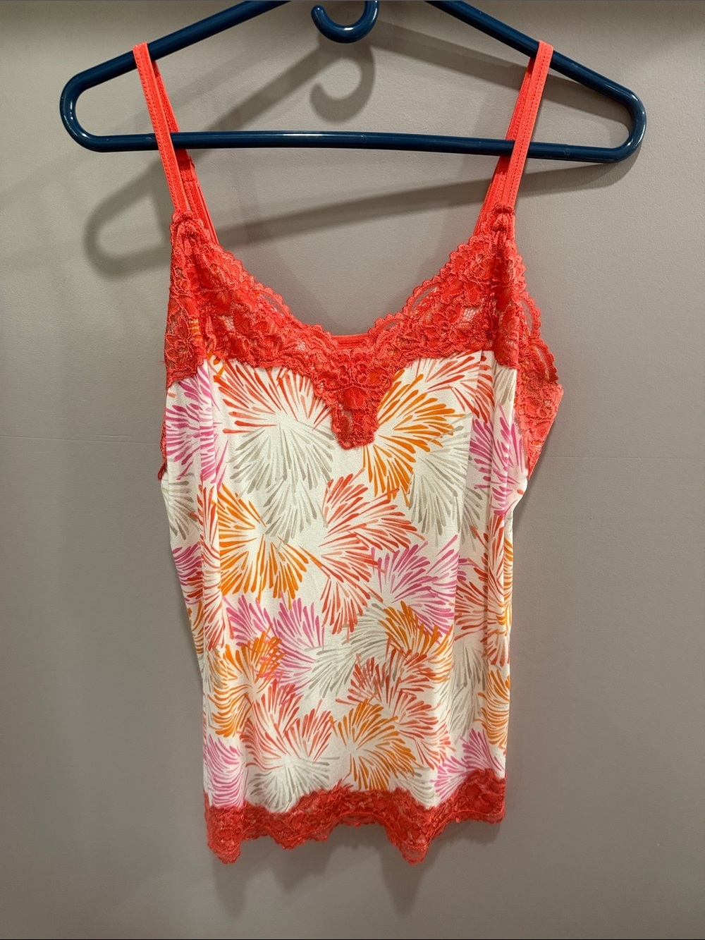 Lane Bryant Orange Lace-Trim Floral Print Camisole 14/16